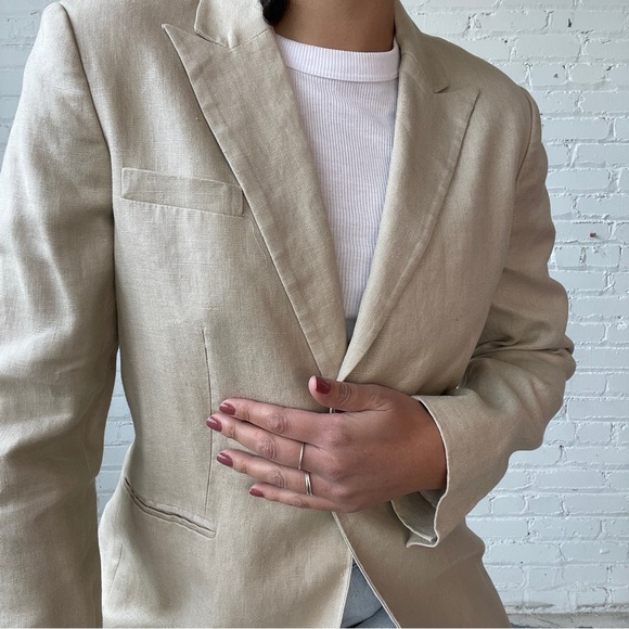 Vintage Calvin Klein Linen Beige Blazer with. Slight Shine - Picture 6 of 7